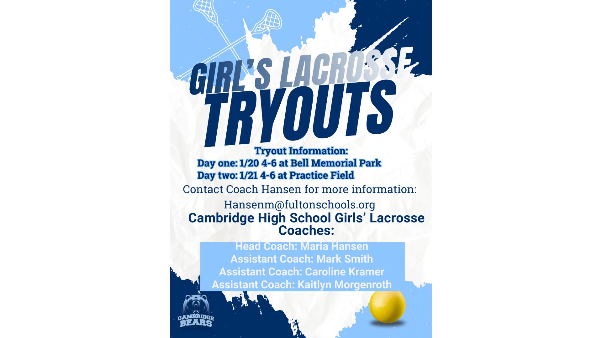 Tryouts for Girls LAX